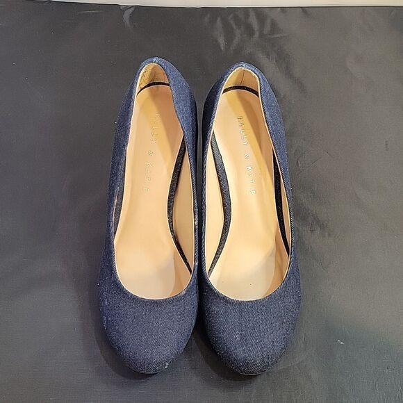 KELLY &KATIE DENIM JEAN MATERIALS ROUND TOE HEEL PUMP - Picture 2 of 15